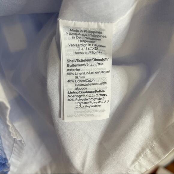 J. Crew Factory Gingham Plaid Button Front Linen Sun Dress Blue White Size XS/2 - Picture 8 of 8